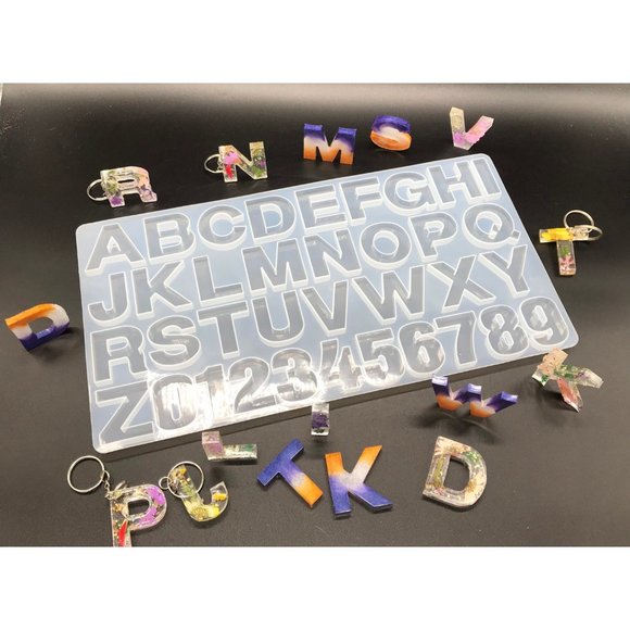 Silicone Resin Alphabet Letter and number mold key chain mold silicone letters - Picture 3 of 10